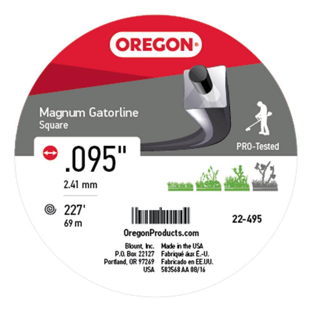 Oregon 0.095 in. Magnum Gatorline Square Trimmer Line 227 ft. Bulk Donut Fits Echo Stihl Husqvarna Ryobi Troy Bilt 22-495 22-495