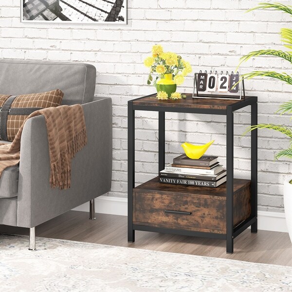 Nightstands，Bedside Table End Table Side Table with Drawers and Storage Shelf - - 33503761