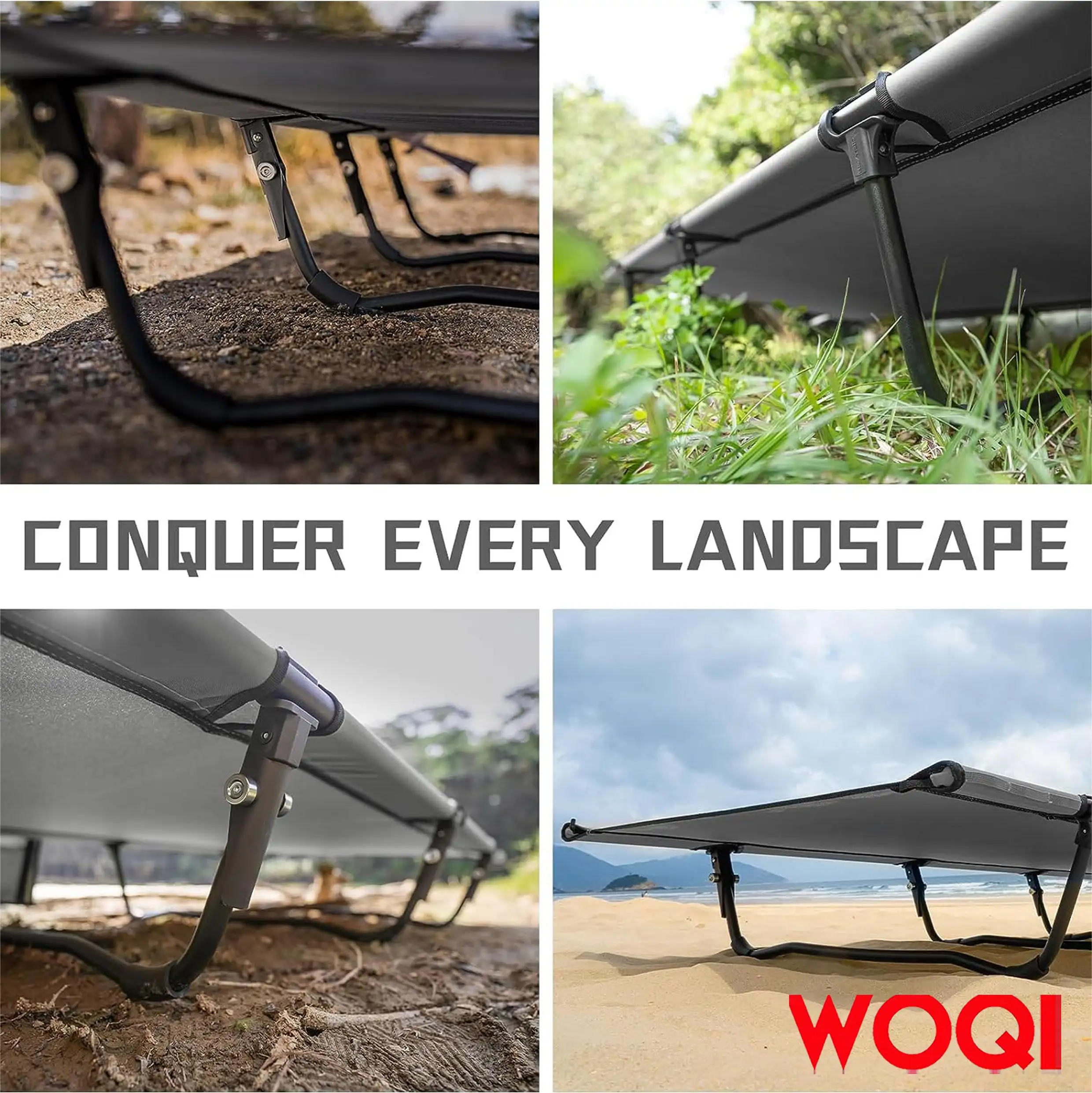 WOQI Portable Compact Ultralight Folding Tent Camping Cot Bed for Outdoor Travel