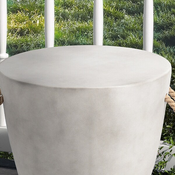 VENTOPYR Outdoor Concrete Side Table w Hemp Rope for Patio