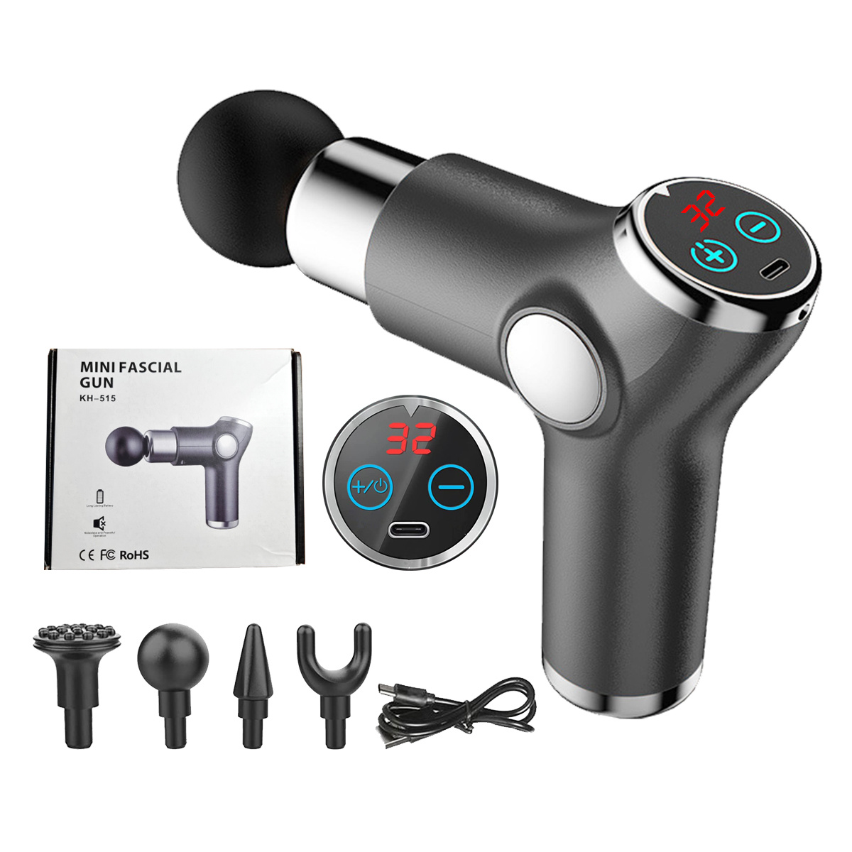 High Frequency Massage Gun Mini LCD 32 Speeds Fascia Gun Muscle Massager Relaxation Body Relax Fitness