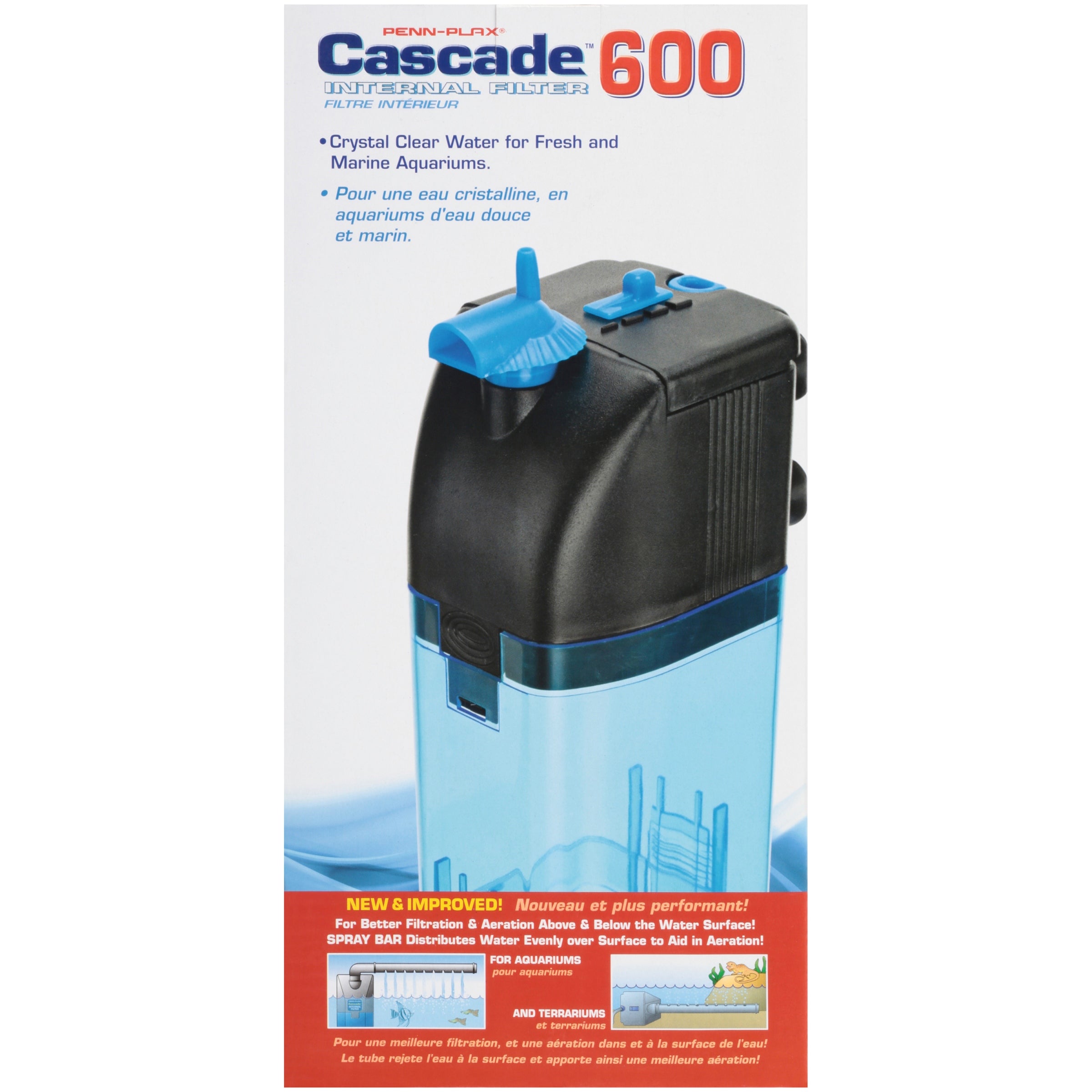 Penn-Plax Cascade 600 Fully Submersible Internal Aquarium Filter