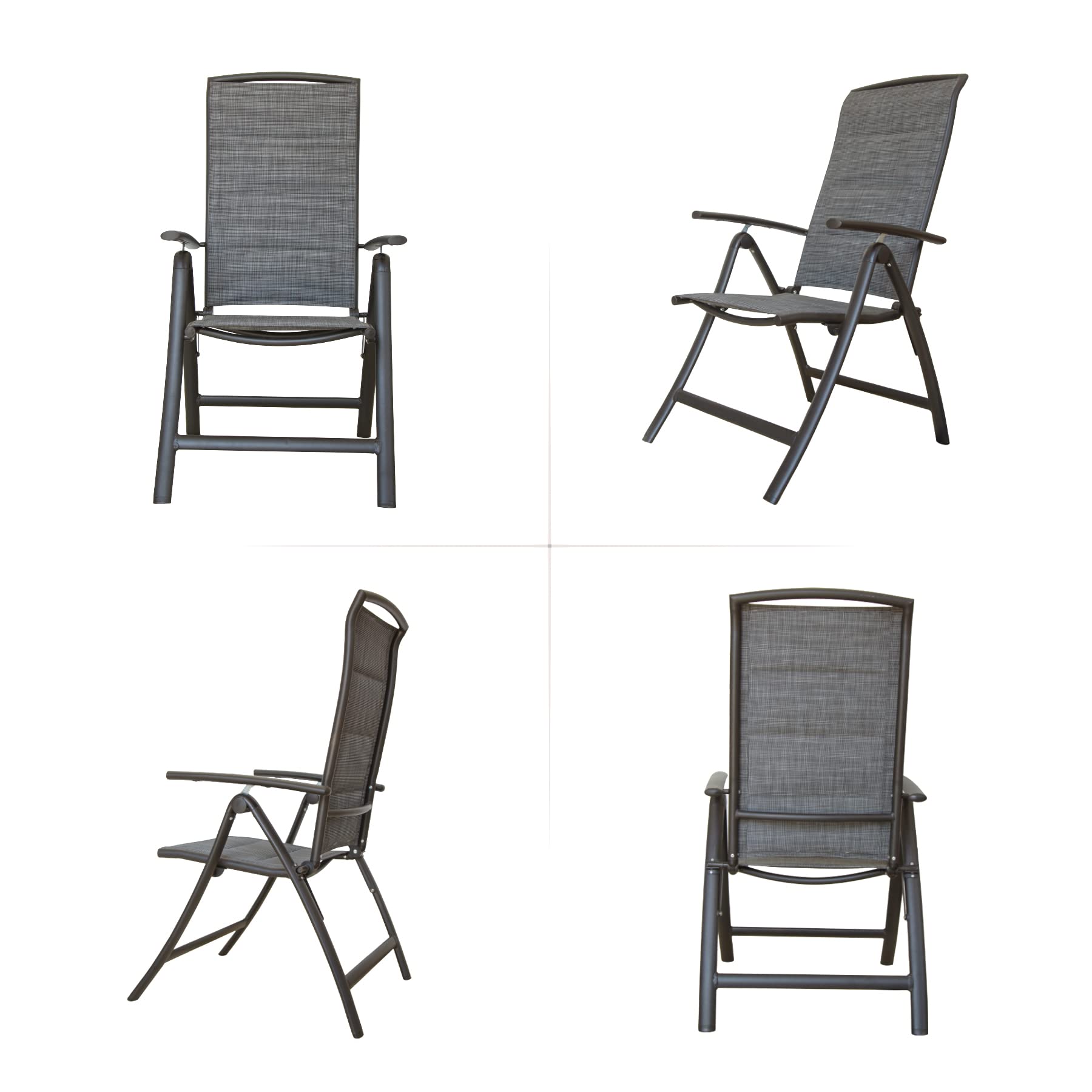 Mydepot Folding Patio Chairs Set of 2, Reclining Sling Lawn Chairs, Adjustable High Patio Chairs