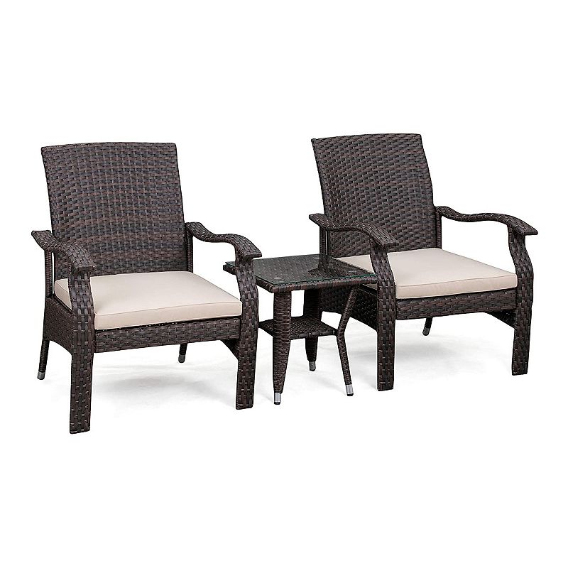 Patio Sense Miles Outdoor Arm Chair and End Table 3-piece Set