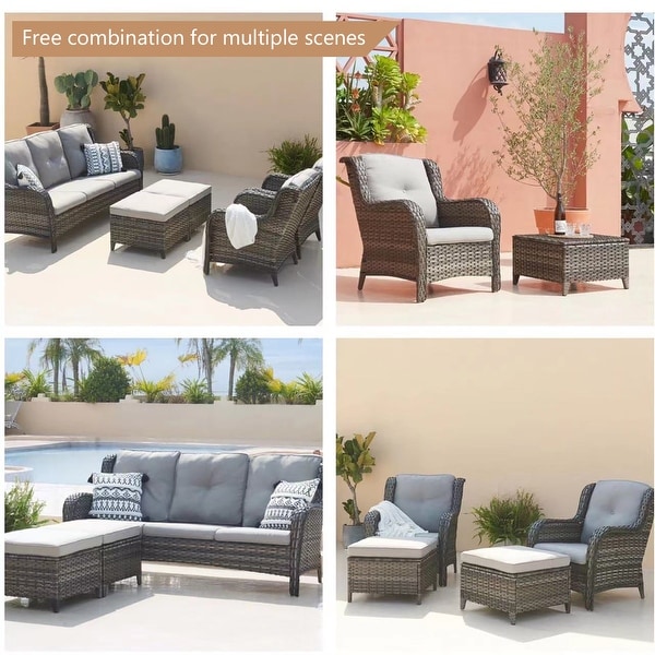 Pocassy 5Piece Patio Furniture Set with Ottomans