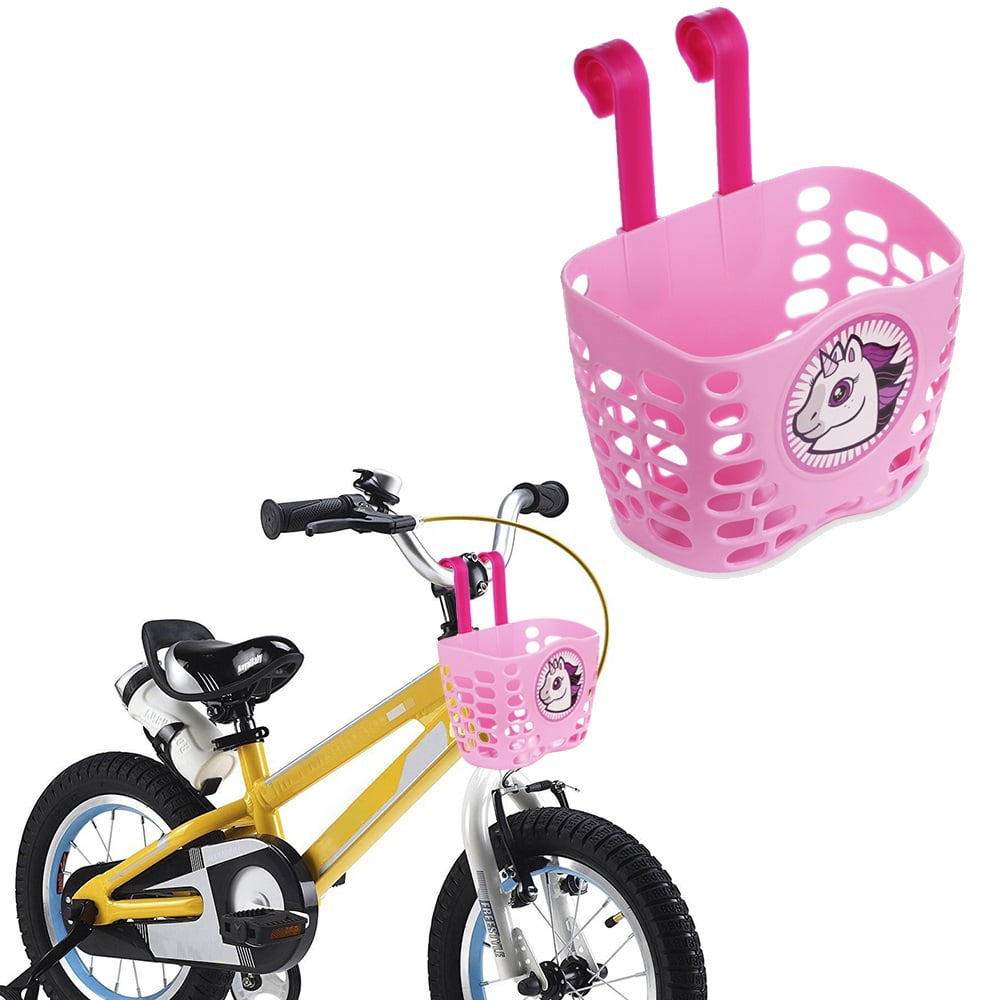 Bike Basket for Kid Girls， MINI-FACTORY Cute Pink Unicorn Pattern Bicycle Handlebar Basket for Girls