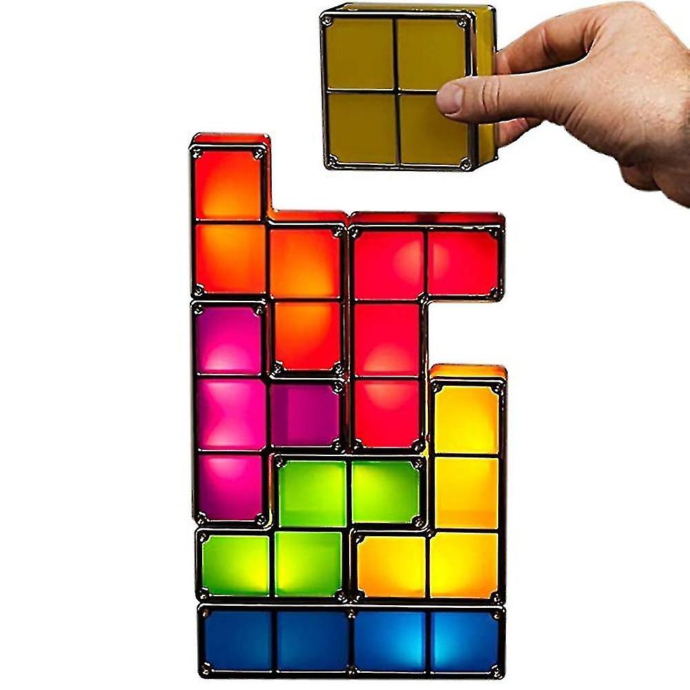 Miman Upgrade Diy Tetris Night Light Colorful Stackable Tangram Puzzles Table Lamp Led 7 Color Square Lamp Bar Window Atmosphere Lamp