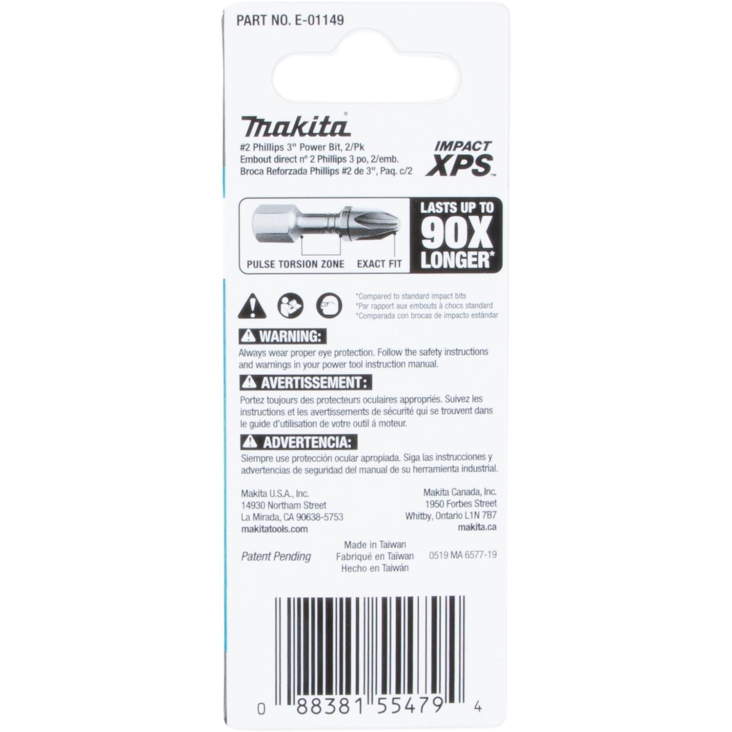 Makita Impact XPS Phillips #2 X 3 in. L Power Bit Steel 2 pk