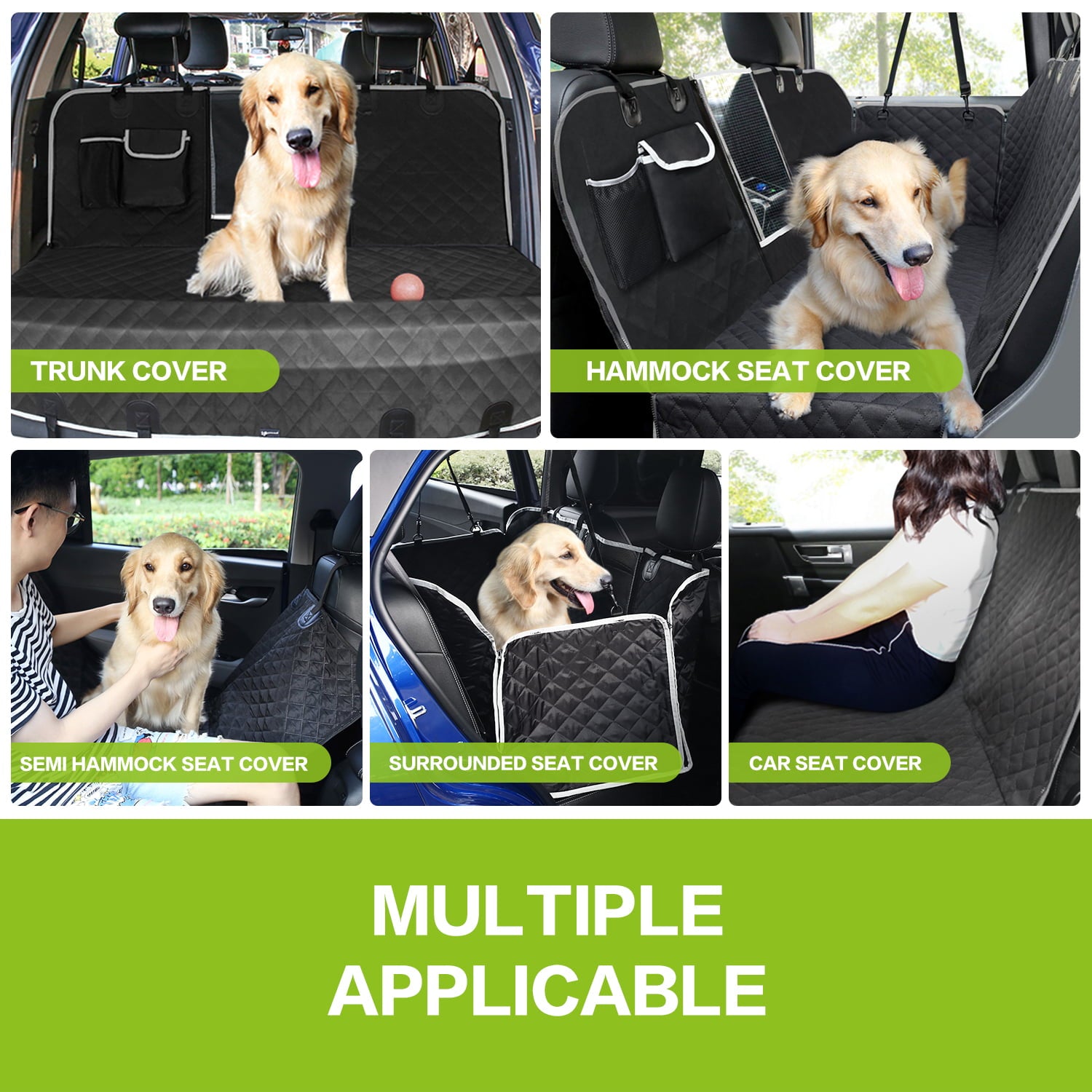 Pecute Dog Car Seat Cover， Waterproof Pet Back Seat Cover Protector Hammock with Mesh Window and Bag