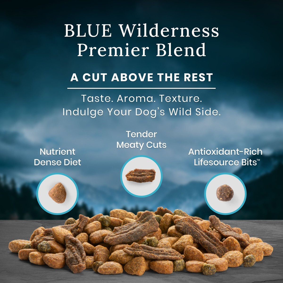 Blue Buffalo Blue Wilderness Premier Blend with Meaty Cuts Chicken Adult Dry Dog Food