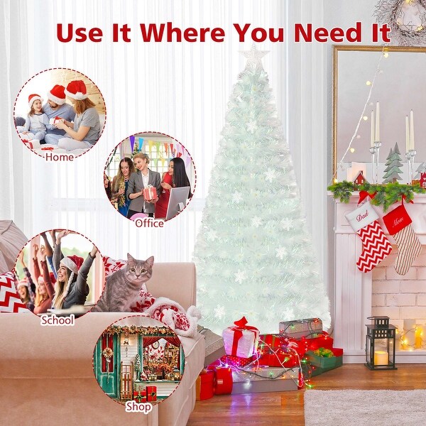 Costway 5FT/6FT/7FT PreLit Fiber Optic Christmas Tree Decor