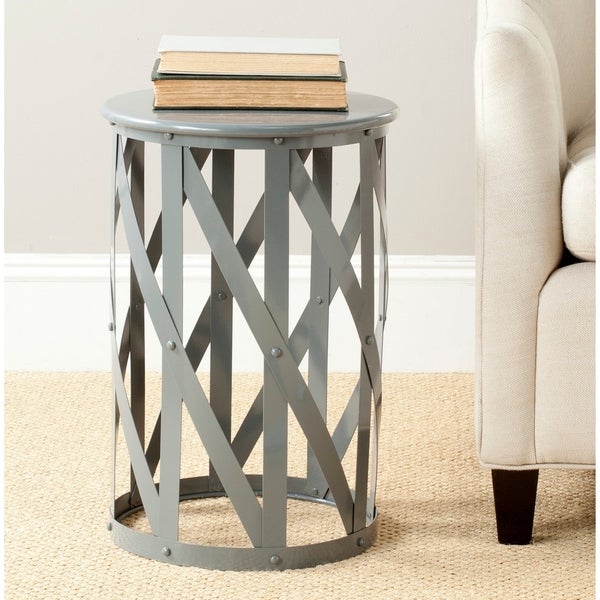 SAFAVIEH Bertram Grey Lattice Iron Stool - 14