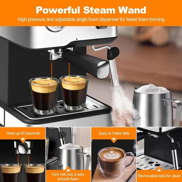 20 Bar Pump Espresso Machine with Pressure Gauge and Milk Frother