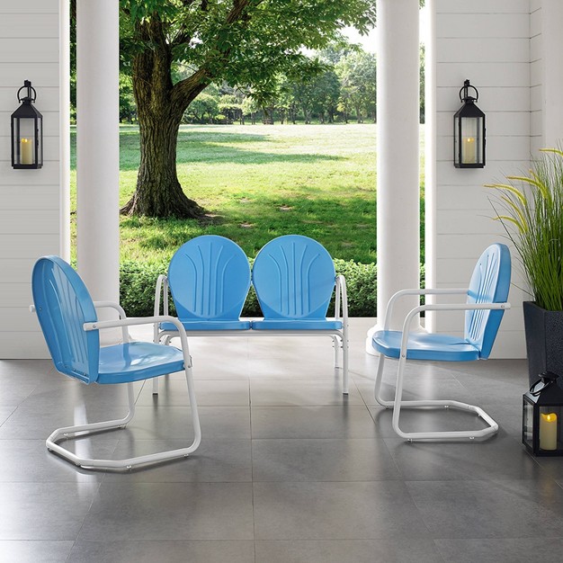 Griffith 3pc Outdoor Seating Set Sky Blue Crosley