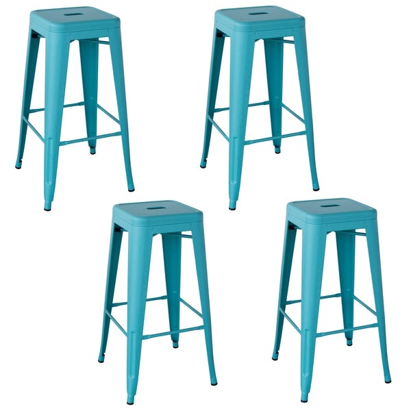 Loft Teal 30 inch Metal Bar Stool - 4 Piece