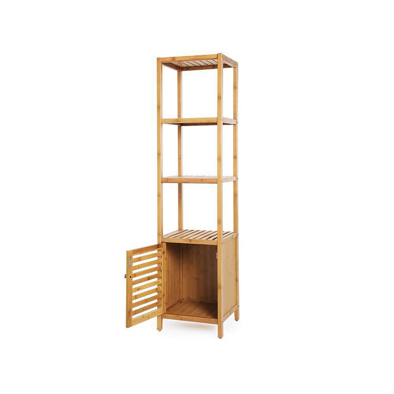 4 Tiers Wicker Bathroom Floor Cabinet Storage Tower Multifunctional Shelving Unit