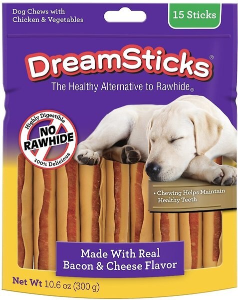 DreamBone DreamSticks Bacon and Cheese Chews Dog Treats， 15 count