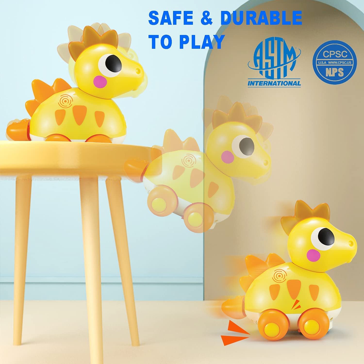 Crawling Baby Toys for Babies， Touch and Go Light up Musical Dinosaur Walking Toys，Baby Toddler Toys Age 1-2 Baby Gifts，18 Month+ Kids Toys，Yellow