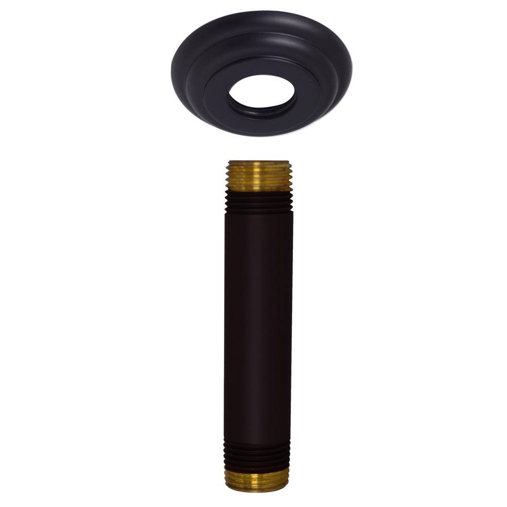 Westbrass 12 in. IPS x 4 in. Round Ceiling Mount Shower Arm with Flange Matte Black D3604A-62