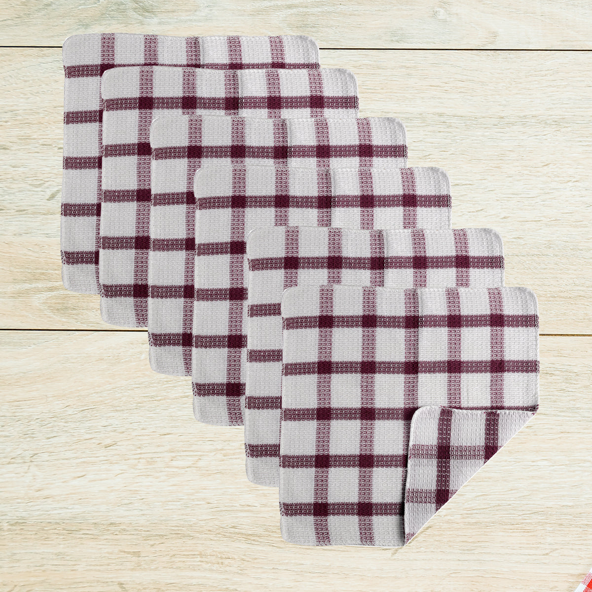 Shop LC Kitchen Towels Dish Cloths | Set of 24 | 100% Cotton | 12 x 12 inches | Checkered Pattern Red Wine Dish Towels Scrubbing Clothes Cleaning Rags Kitchen Essentials