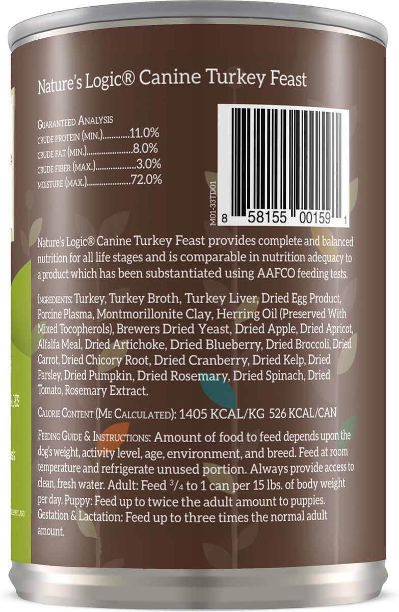 Nature's Logic Canine Turkey Feast All Life Stages Grain-Free Canned Dog Food