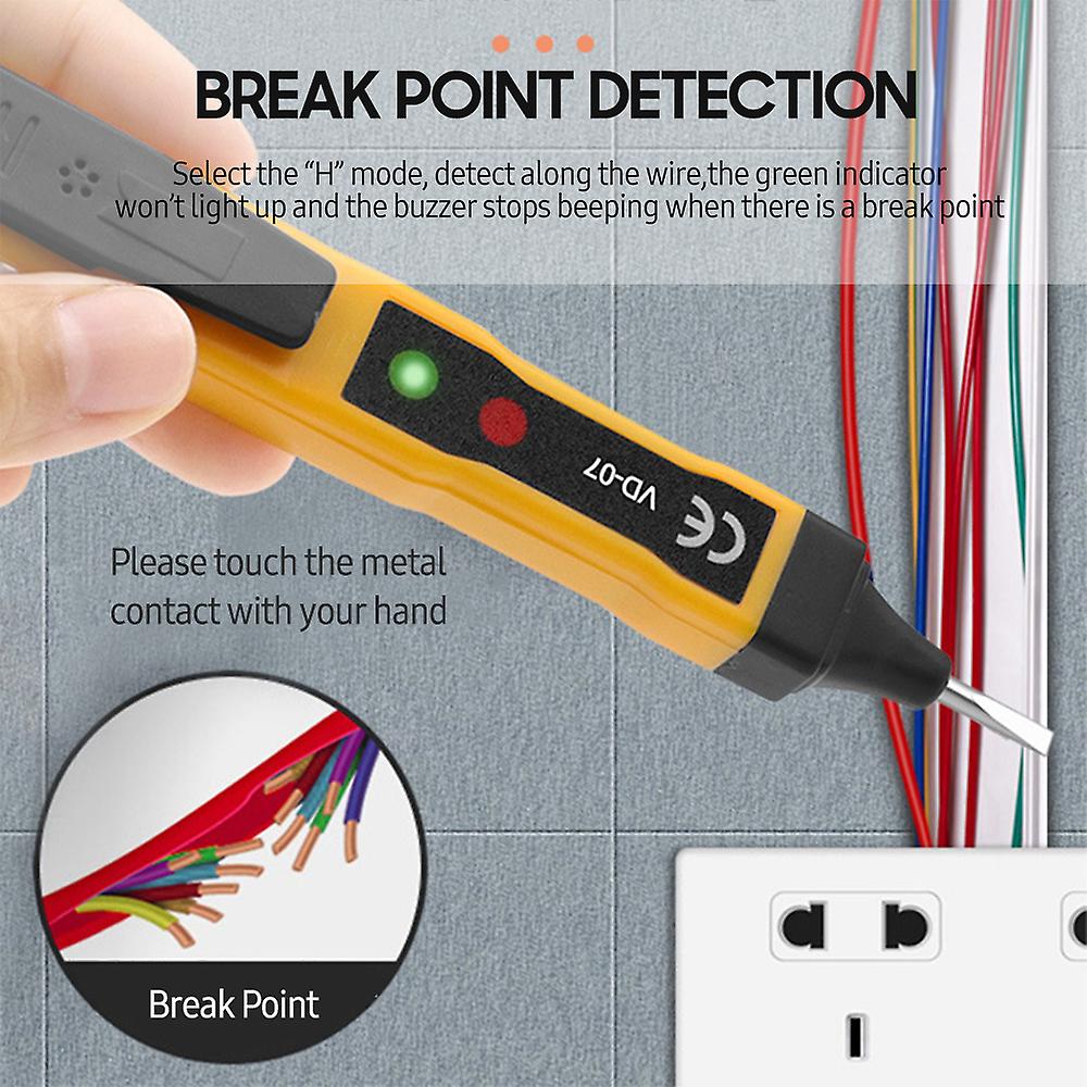 Non-contact Ac Voltage Tester Pen Ac 70-250v Dc 250v Portable Ncv Detector With Sound Light Dual Alarm， Zero/ Live Wire Recognition， Break Point Detec