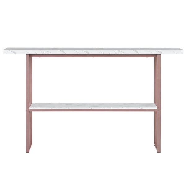 63'' Console Table with 2 Shelves， Extra Long Entryway Table with Metal Frame