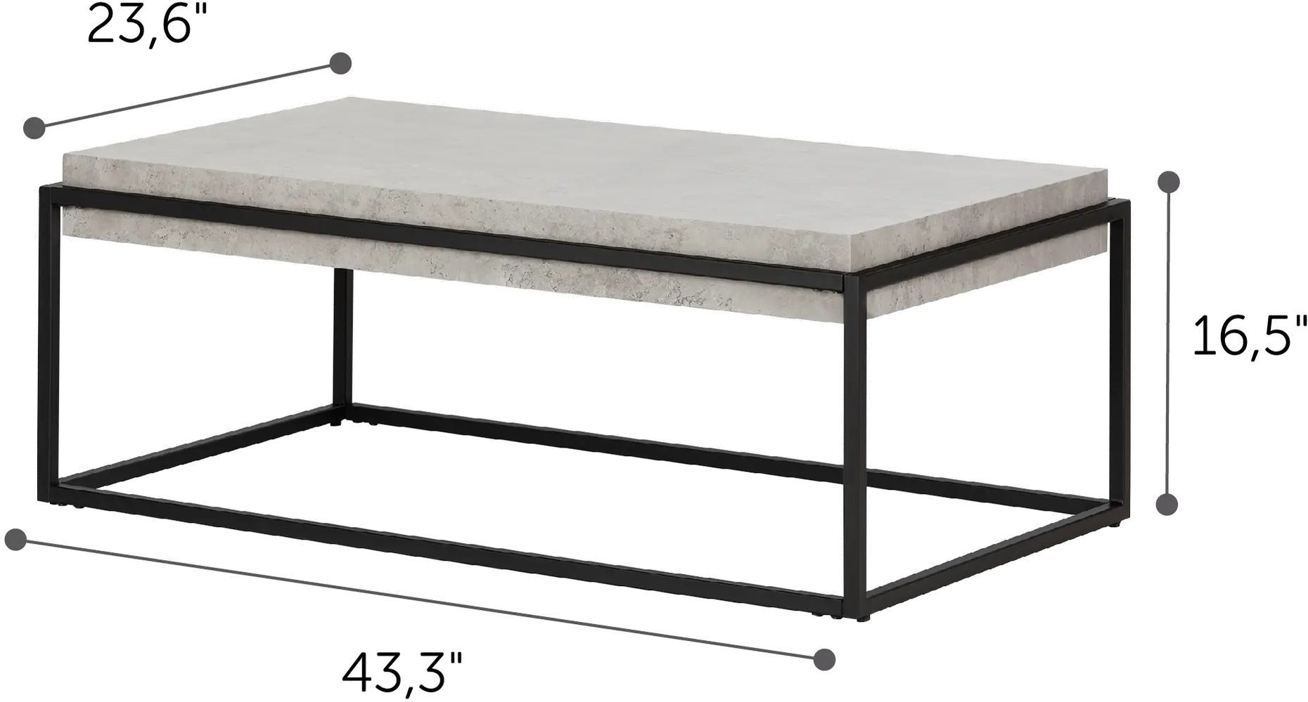 Mezzy Concrete Gray and Black Coffee Table - South Shore