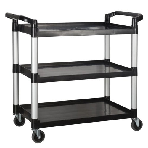 Value Series Large Three-Shelf Bussing and Utility Cart， Black