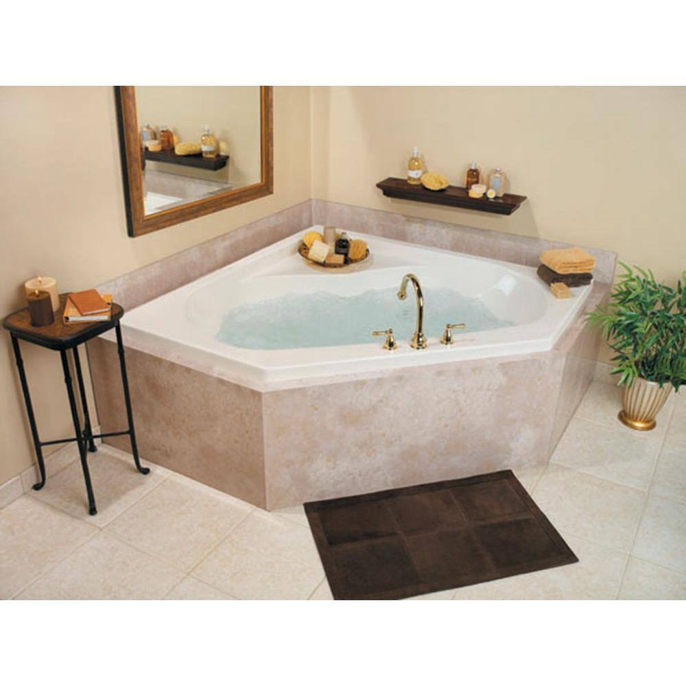 Aquatic Cavalcade 60 in. Acrylic Center Drain Corner Drop-In Air Bath Tub in White Pump 826644779467