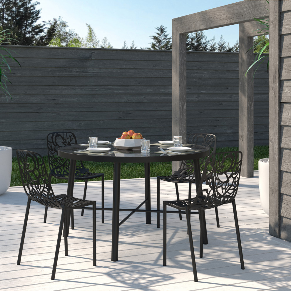 LeisureMod Modern Devon Aluminum Chair  Set of 4 Black   Contemporary   Outdoor Dining Chairs   by Virventures  Houzz