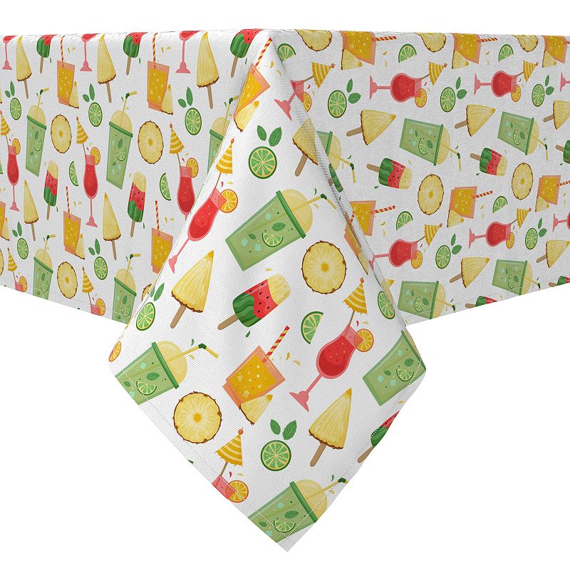 Square Tablecloth， 100% Cotton， 60x60， Fruity Summer Beverages