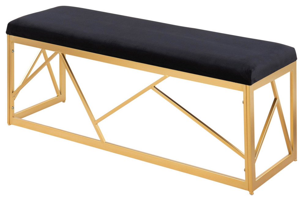 Folia Metal Bench   Contemporary   Upholstered Benches   by LumiSource  Houzz