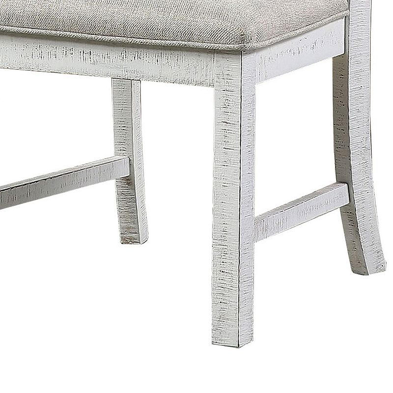 Open Scroll Back Wooden Side Chair with Padded Seat， Set of 2， White