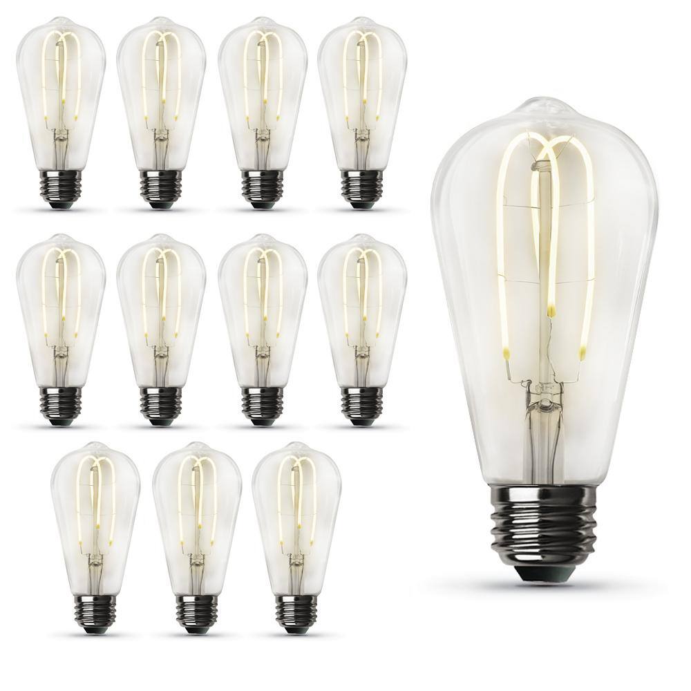 Feit Electric 40-Watt Equivalent ST19 DImmable M Shape Filament Clear Glass Vintage Edison LED Light Bulb Bright White (12-Pack) ST1940MCL930CAHDRP12