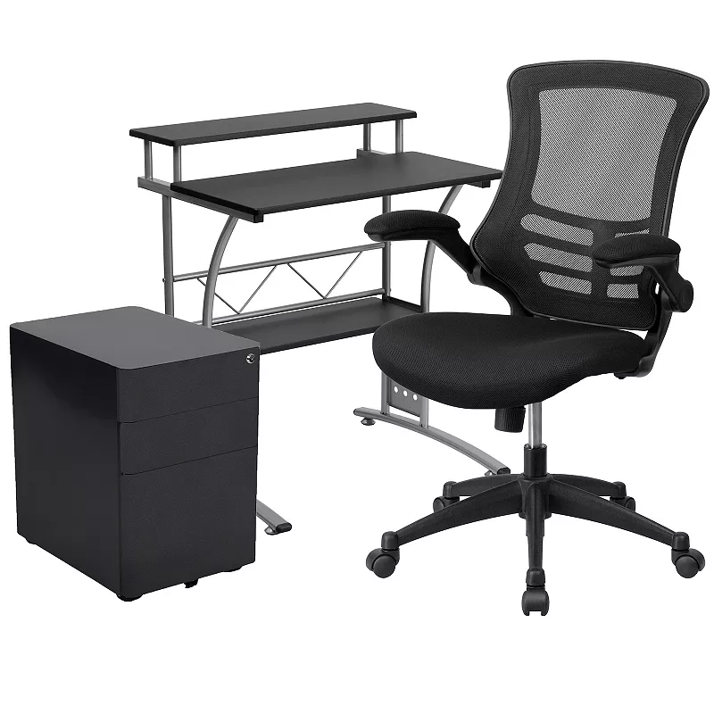 Flash Furniture Office Chair， Desk， and Filing Cabinet 3-piece Set