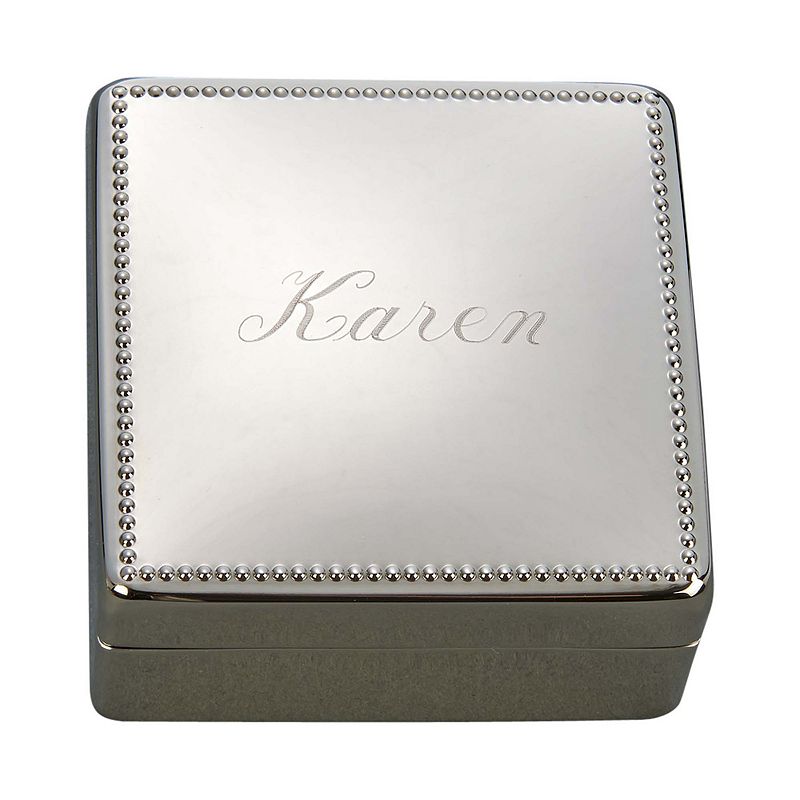 3.25 Silver Square Beaded Jewelry Box