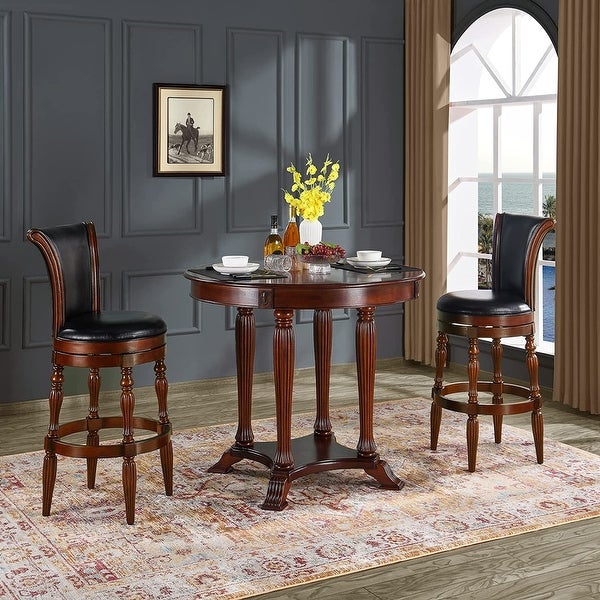 Solid Wood Swivel Bar Stool Carved Hardwood Rotatable Pub Height Stools