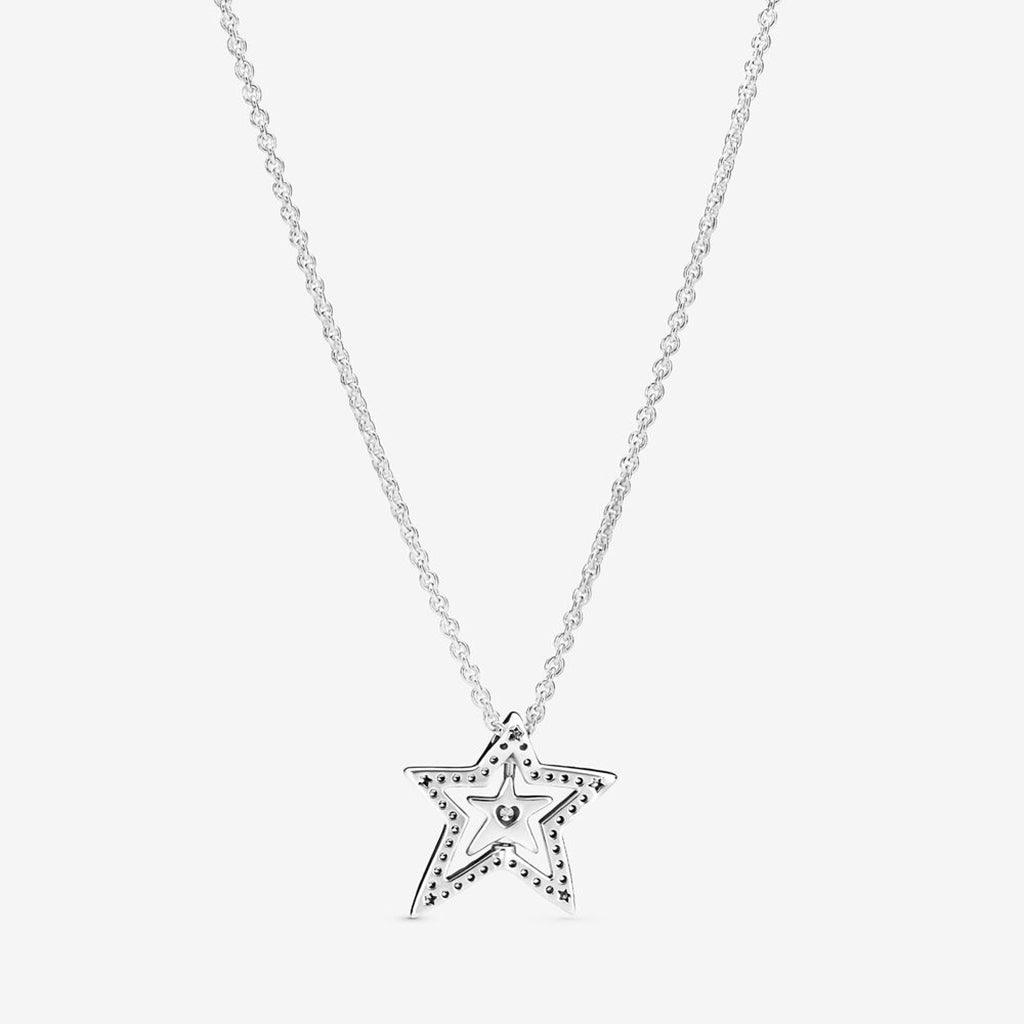 PANDORA  Pavé Asymmetric Star Collier Necklace - 17.7