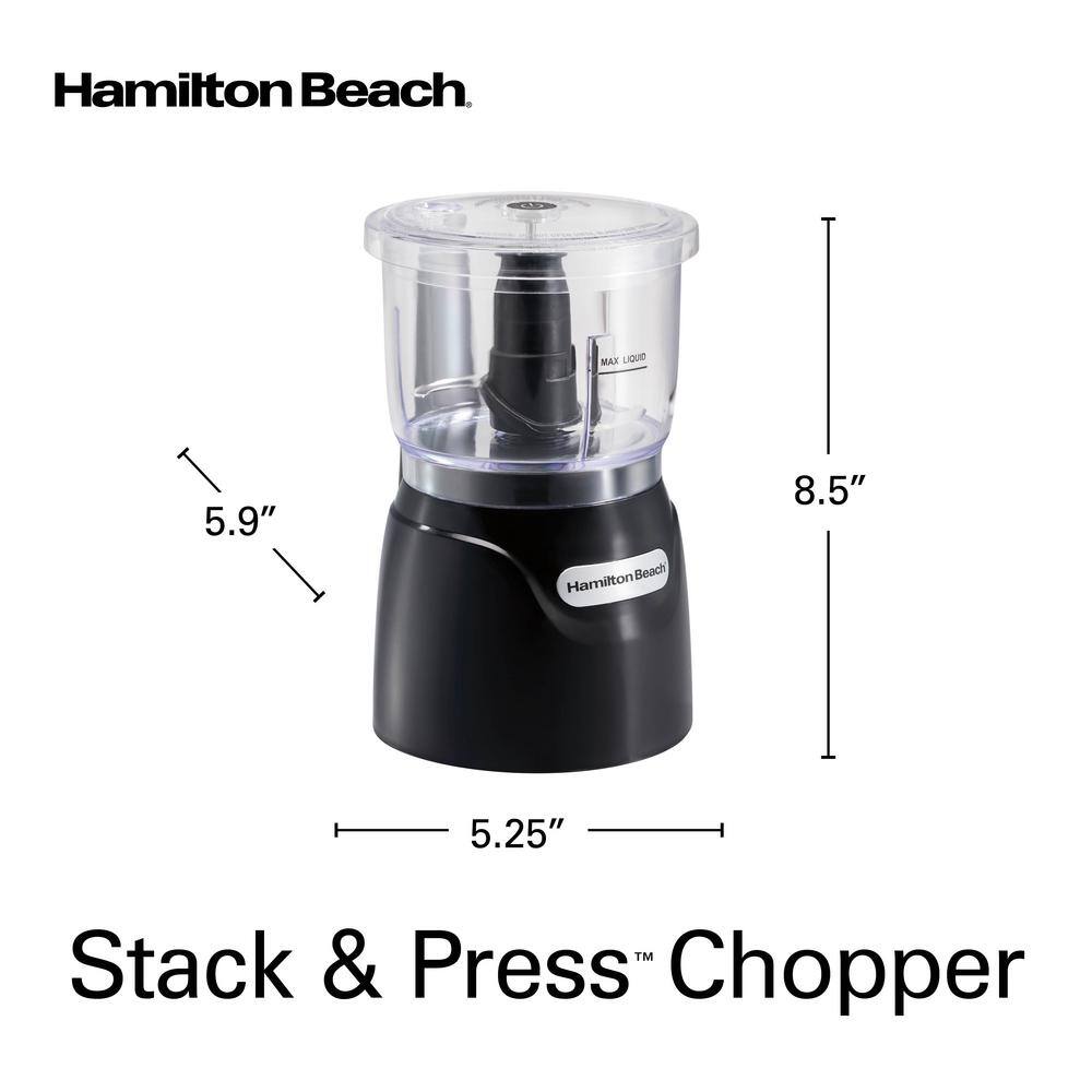 Hamilton Beach 3-Cup 1-Speed Black Stack and Press Food Processor 72850