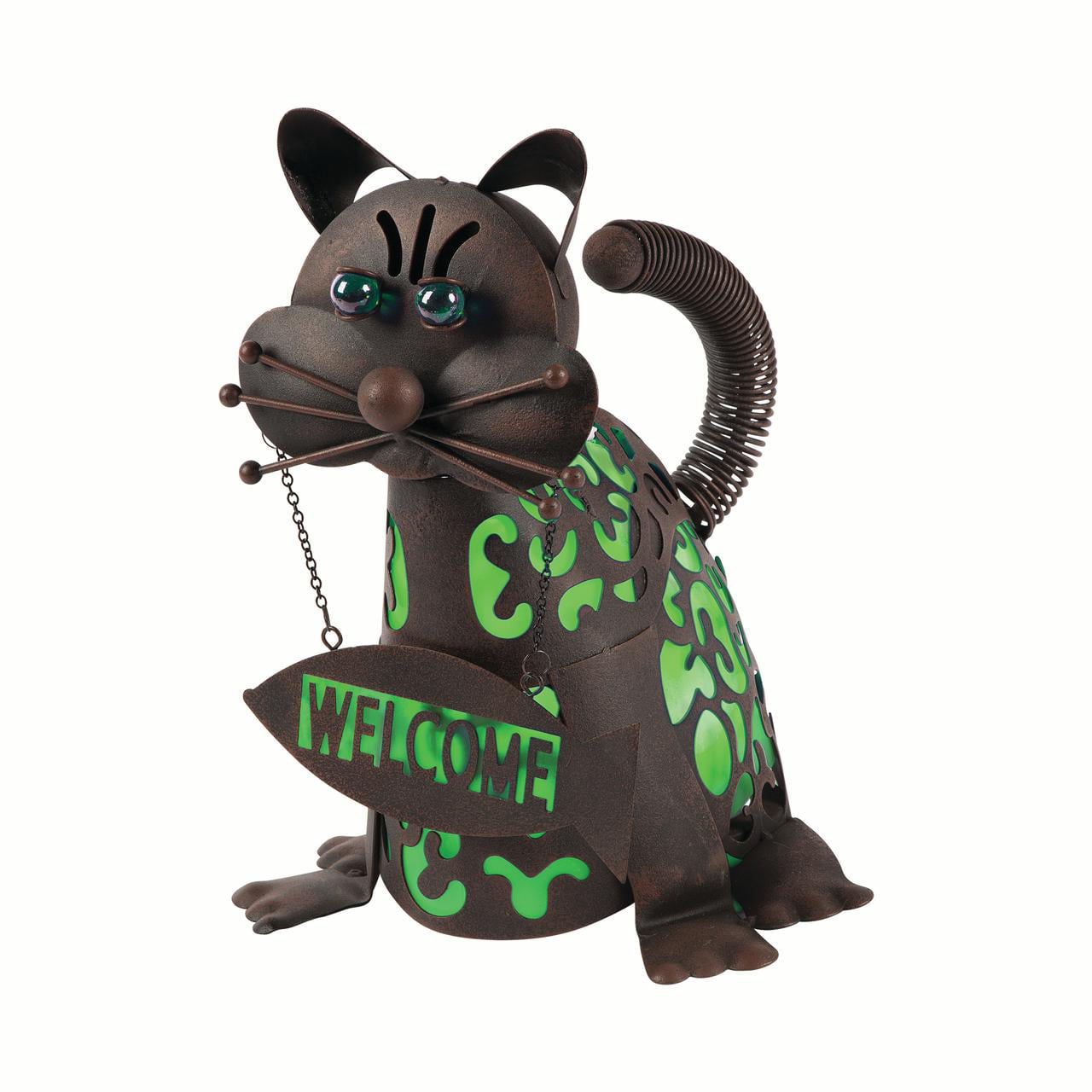 Better Homes & Gardens 11.42" H Metal Rustic Brown Solar Powered Cat