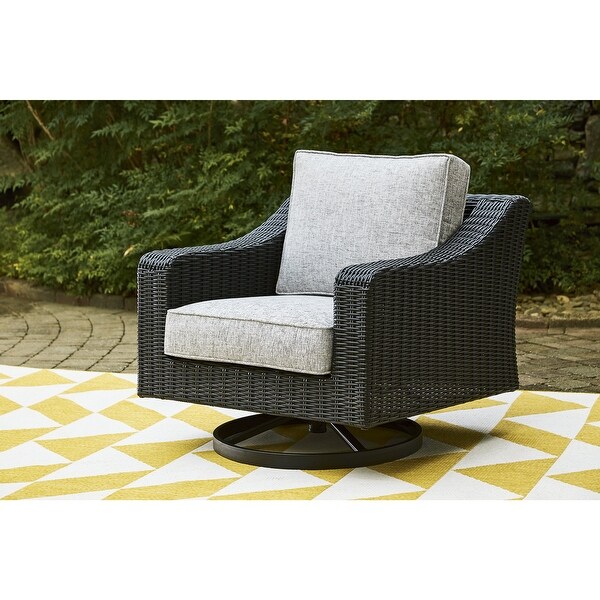 Signature Design by Ashley Beachcroft Handwoven Wickerlook Swivel Chair