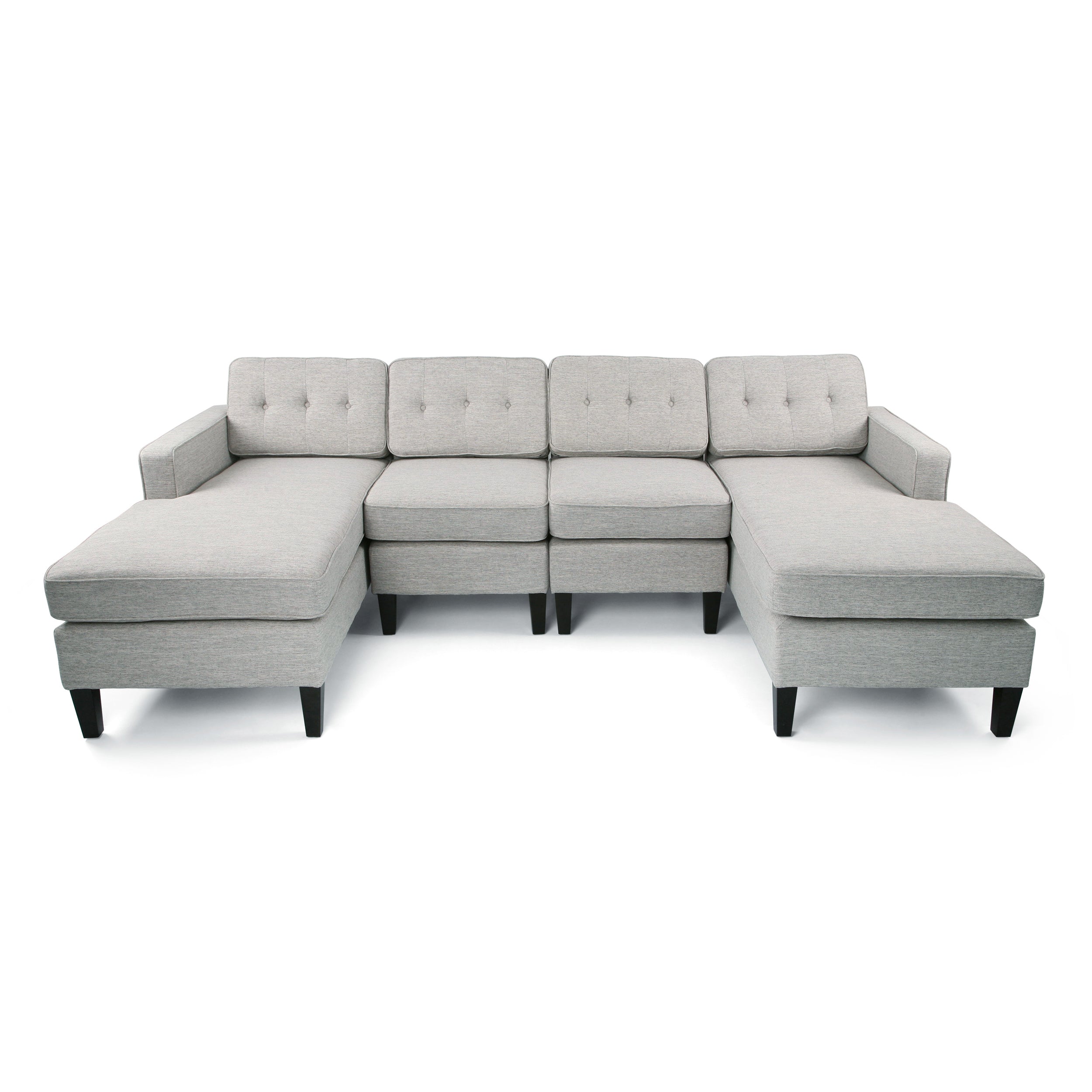 Grace Contemporary Fabric Chaise Sectional with Button Accents