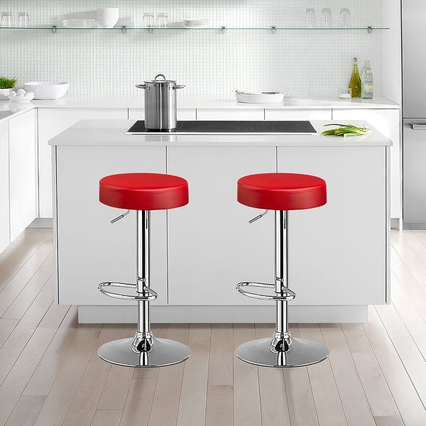 Costway Set of 4 Round Bar Stool Adjustable Swivel Pub Chair w/