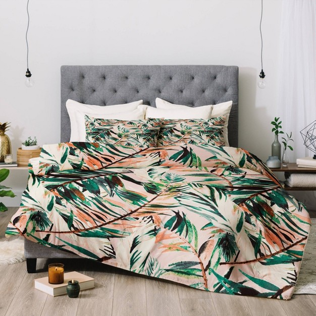 Marta Barragan Camarasa Tropical Leaf Desert Comforter amp Sham Set Green Deny Designs