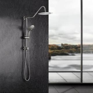 Magic Home 5-Spray Patterns with 2.5 GPM 10 in. Wall Mounted Hand Shower Dual Shower Heads in Chrome SL-H-LS0002C