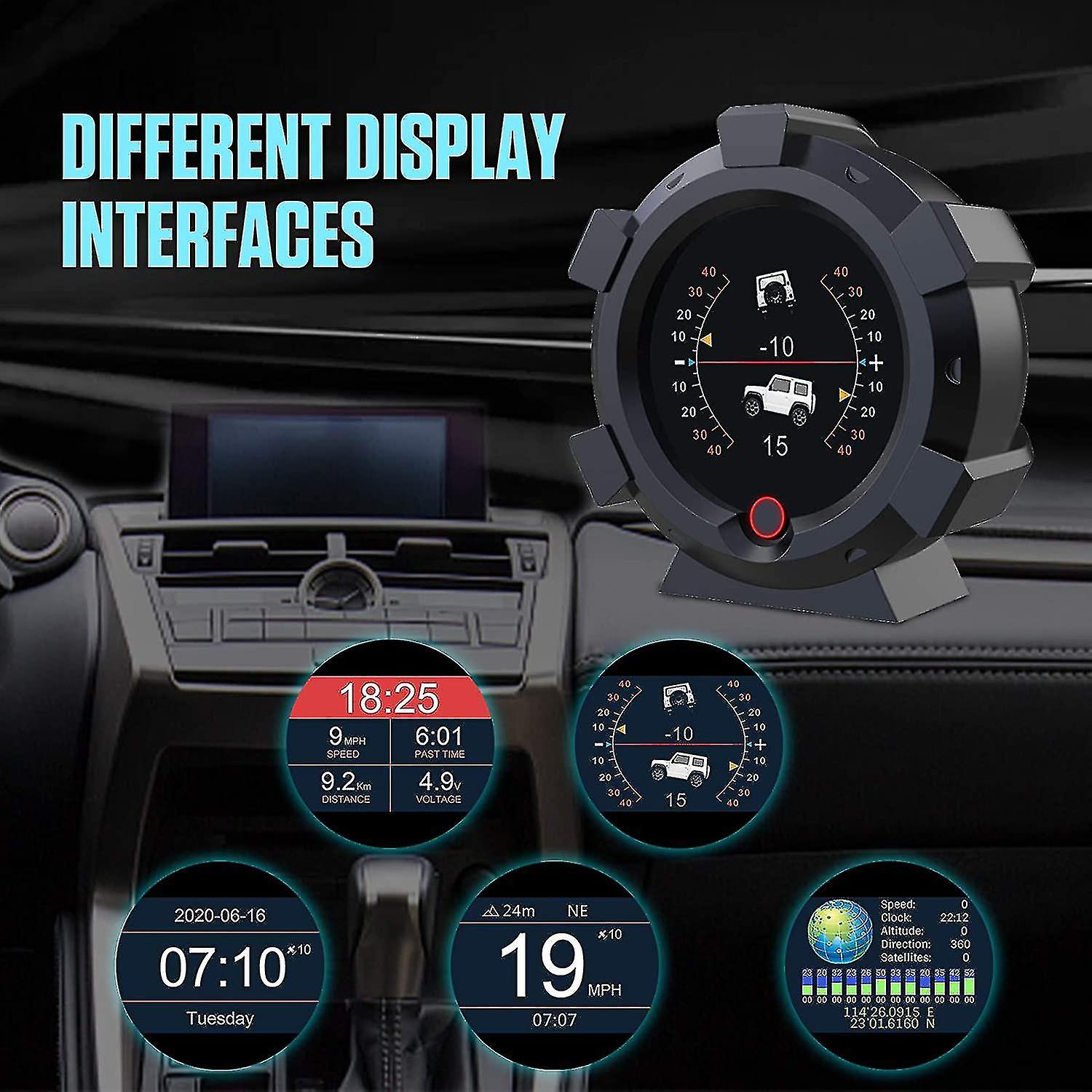 Autool X95 Multifunctional Gps Speedometer Car Hud Gps Head Up Display 3.5 Speed Km/h Mp/h Car Digital Inclinometer Compass Indicator Latitude Longitu