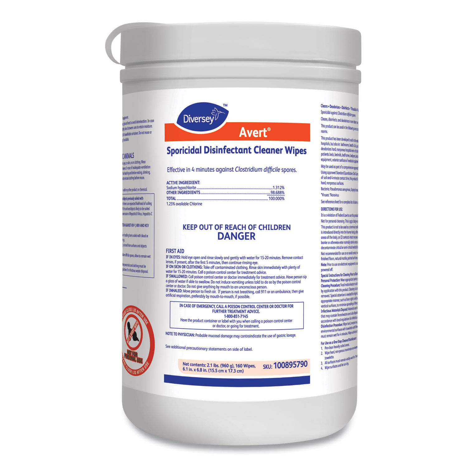 Avert Sporicidal Disinfectant Cleaner Wipes by Diverseyandtrade; DVO100895790