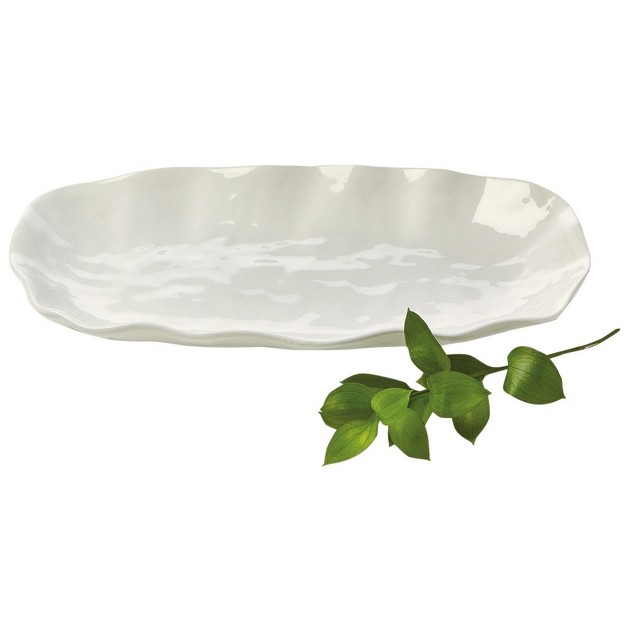 Tagltd Formoso White Stoneware Oval Dinnerware Serving Tray Platter Dishwasher Safe 18 0l X 9 25w X 2 0h Inches