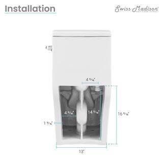 Swiss Madison Concorde 14 in. Rough-In 1-piece 1.11.6 GPF Dual Flush Square Toilet in Glossy White Seat Included SM-1T102